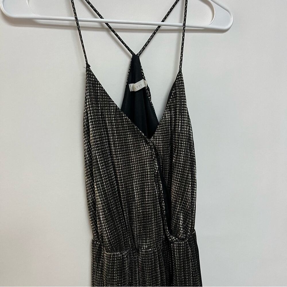 Lush Metallic Jumpsuit Wide Leg Trouser Silver Gold Gunmetal Dressy Size Small - Picture 7 of 12
